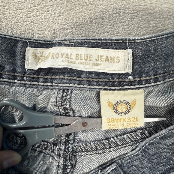 Vintage Royal Blue Jeans Men's Sz 36x32 Grey Baggy Y2K 90s Hip Hop Skater - Picture 6 of 10